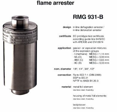 Flame arrester RMG 931-B