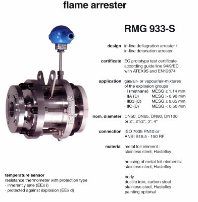 Flame arrester RMG 933-S