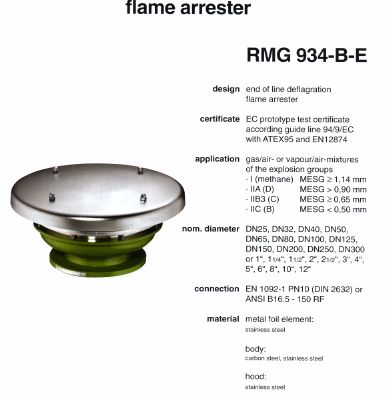 Flame arrester RMG 934-B-E