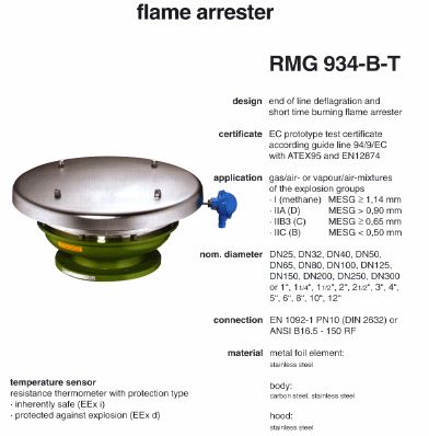 Flame arrester RMG 934-B-T