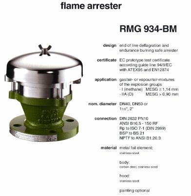 Flame arrester RMG 934-BM