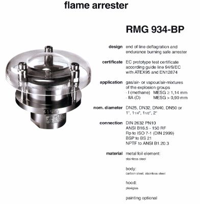 Flame arrester RMG 934-BP
