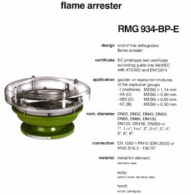 Flame arrester RMG 934-BP-E