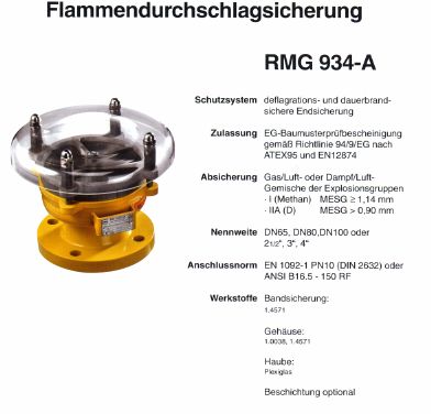 Flammendurchschlagsicherung RMG 934-A